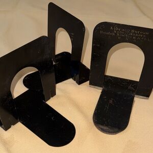 Vintage Black library Metal Bookends lot of 3, 5” tall